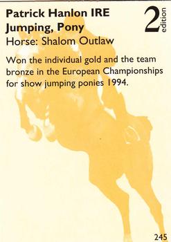 1995 Collect-A-Card Equestrian #245 Patrick Hanlon / Shalom Outlaw Back